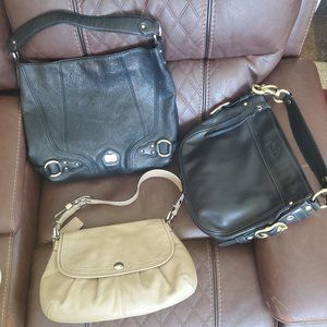 Coach and Michael Kors Leather Shoulder Handbags Lot